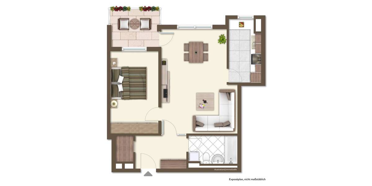 Terrassenwohnung Ratingen Ost - 2 Zimmer, 59 m&sup2;, 275.000&euro; | Angebot:26078072