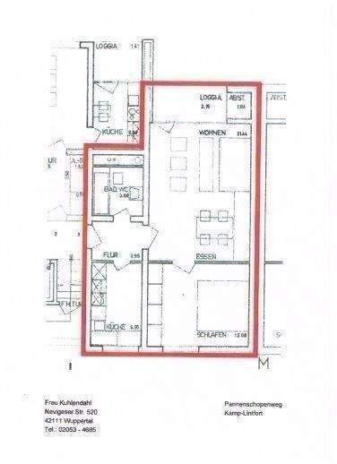 Etagenwohnung Kamp-Lintfort Geisbruch - 2 Zimmer, 51 m&sup2;, 535&euro; | Angebot:25729273