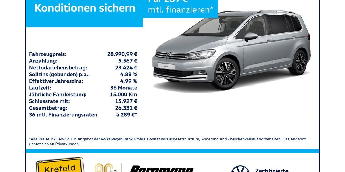 VW Touran 55.442 km 28.991 &euro; Krefeld 47803