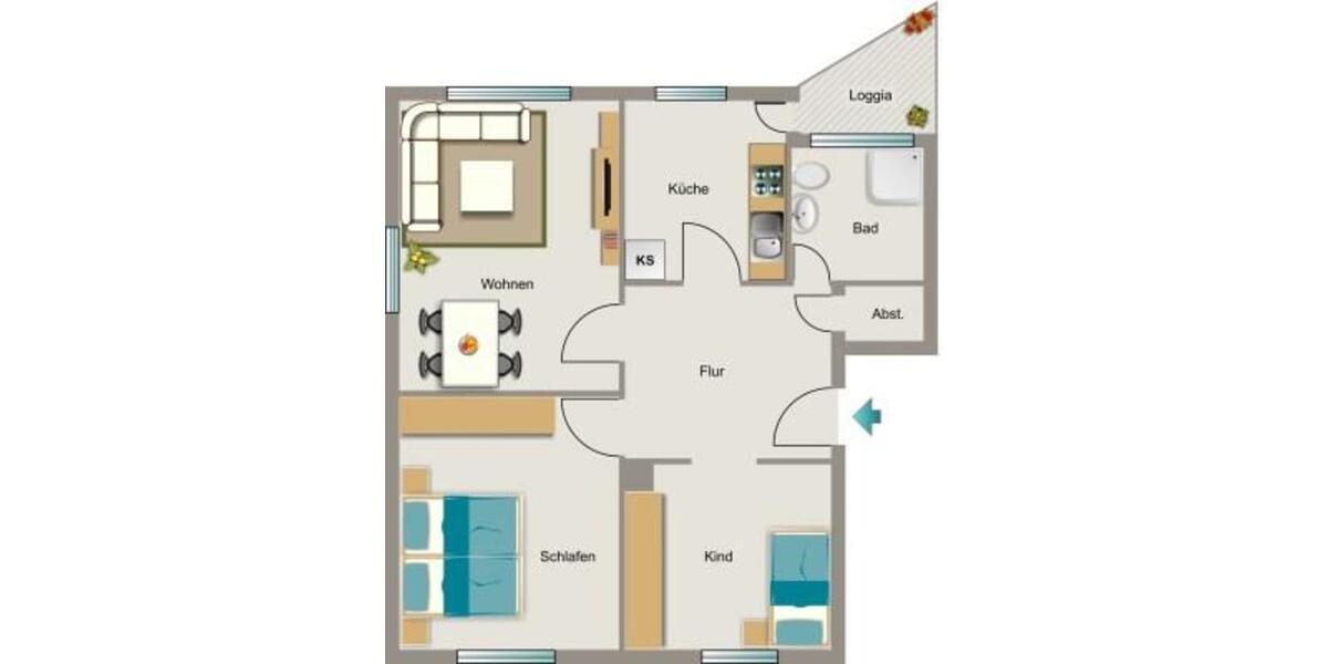 Erdgeschoßwohnung Duisburg Beeck - 3.5 Zimmer, 58 m&sup2;, 509&euro; | Angebot:25845062