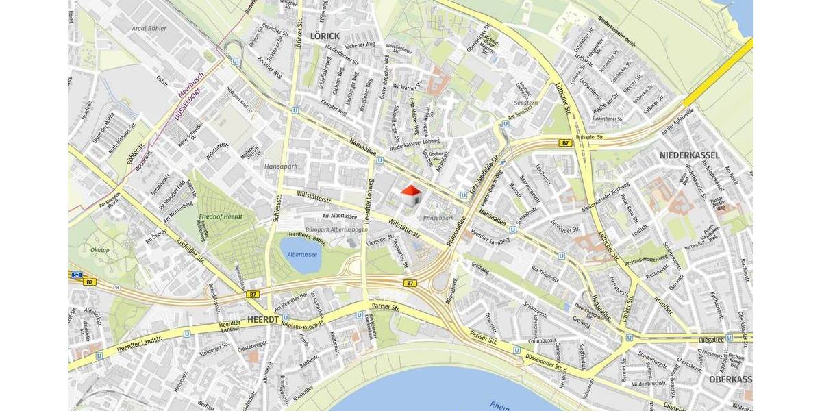 Etagenwohnung Düsseldorf Heerdt - 2 Zimmer, 105 m&sup2;, 2.300&euro; | Angebot:26080143