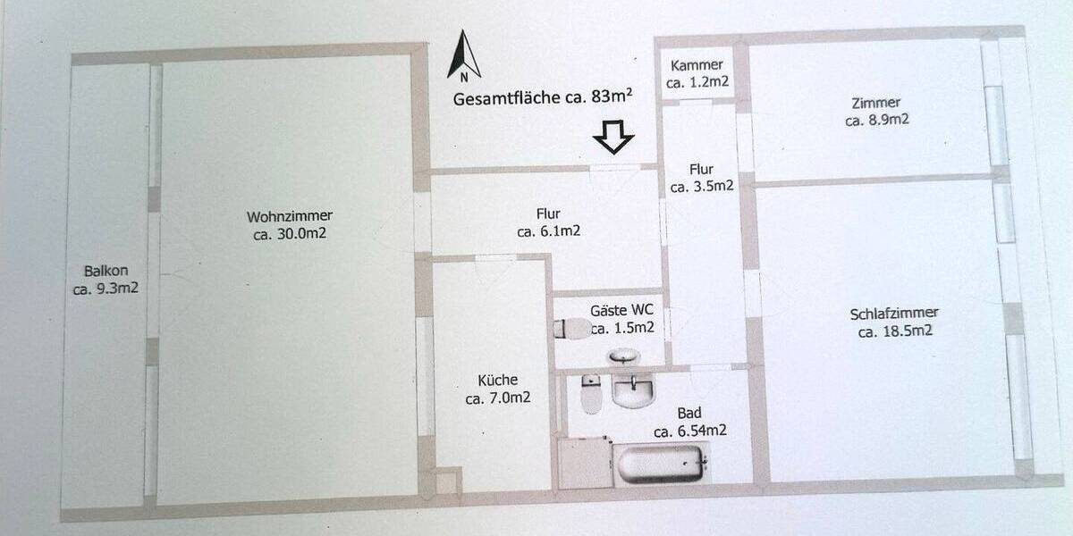 Etagenwohnung Mönchengladbach Rheydt - 3 Zimmer, 88 m&sup2;, 249.000&euro; | Angebot:26835476