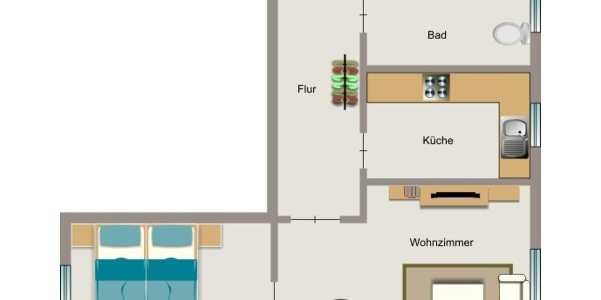 Etagenwohnung Duisburg Beeck - 2.5 Zimmer, 43 m&sup2;, 308&euro; | Angebot:25958501
