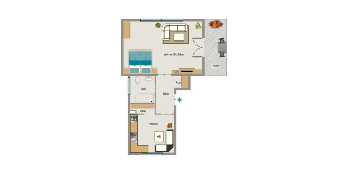 Erdgeschoßwohnung Duisburg Ruhrort - 1.5 Zimmer, 41 m&sup2;, 279&euro; | Angebot:25845054