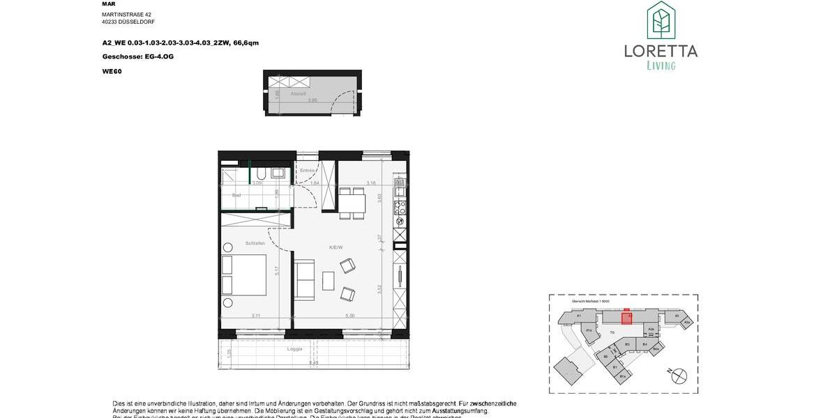 Etagenwohnung Düsseldorf Stadtbezirk 3 - 2 Zimmer, 67 m&sup2;, 1.365&euro; | Angebot:25920235