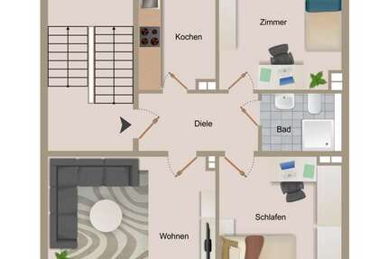 Wohnung Düsseldorf Stadtbezirk 3 - 3 Zimmer, 70 m&sup2;, 319.900&euro; | Angebot:26087474