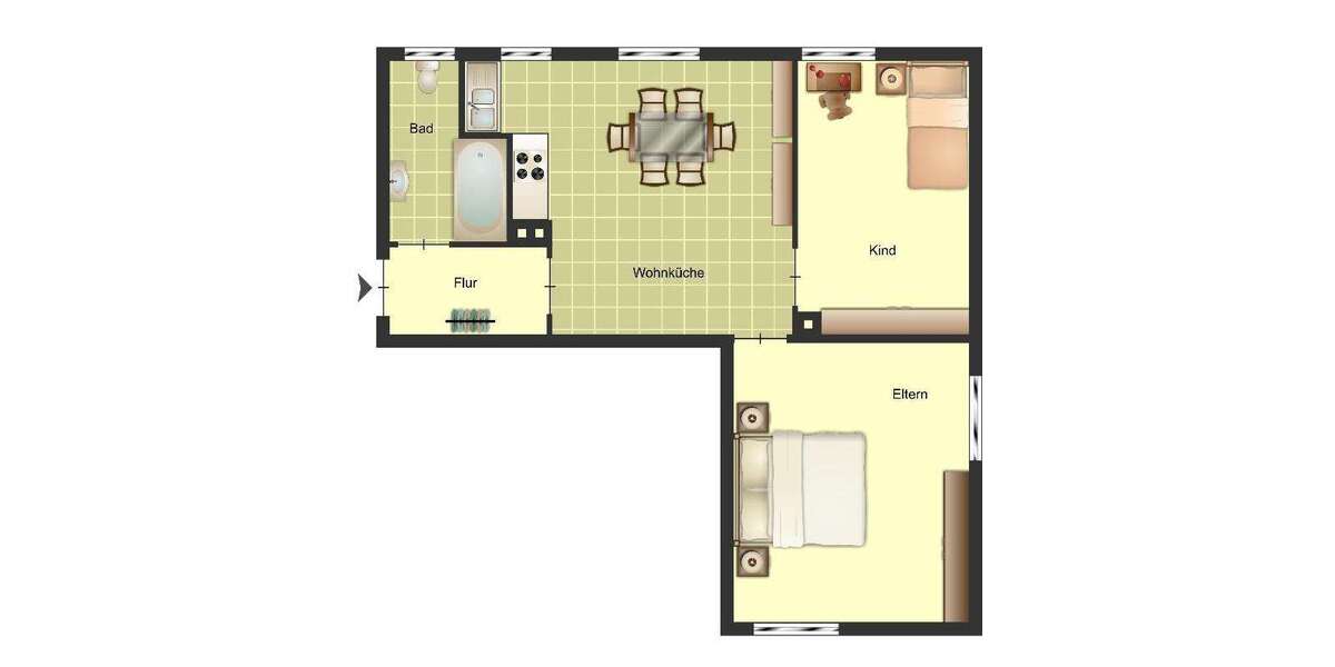 Etagenwohnung Duisburg Huckingen - 2 Zimmer, 51 m&sup2;, 469&euro; | Angebot:26098399