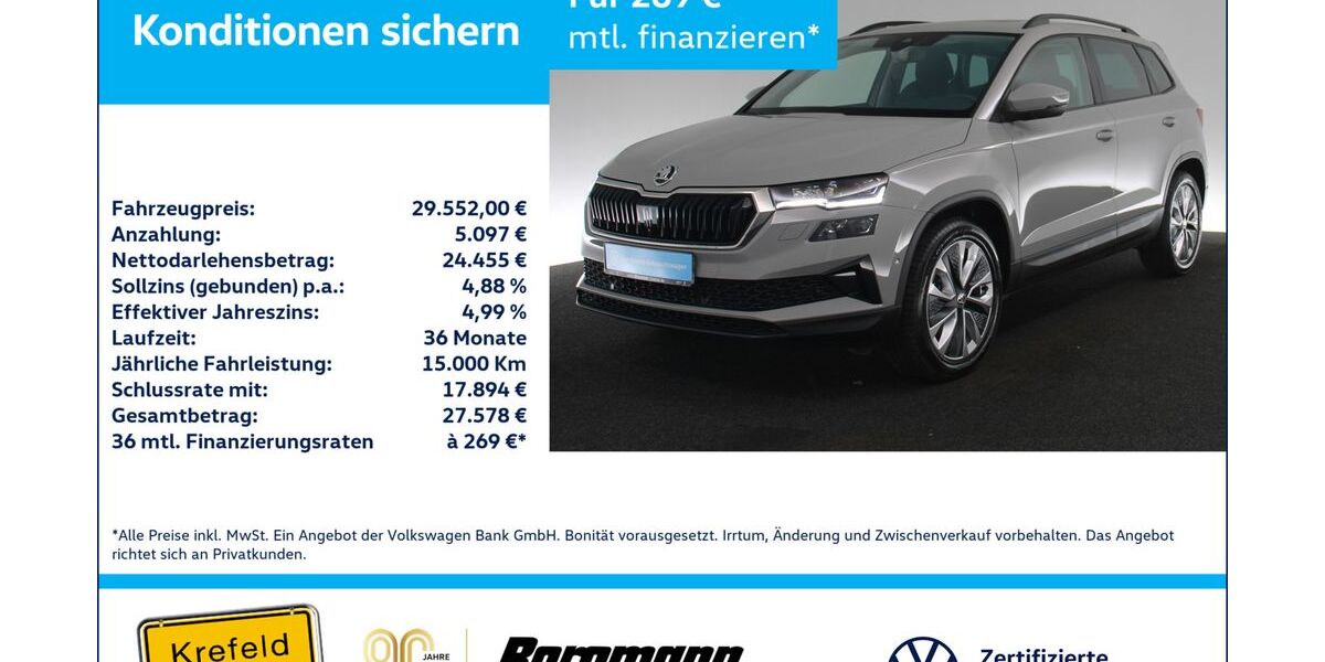 Skoda Karoq 73.683 km 28.993 &euro; Krefeld 47803