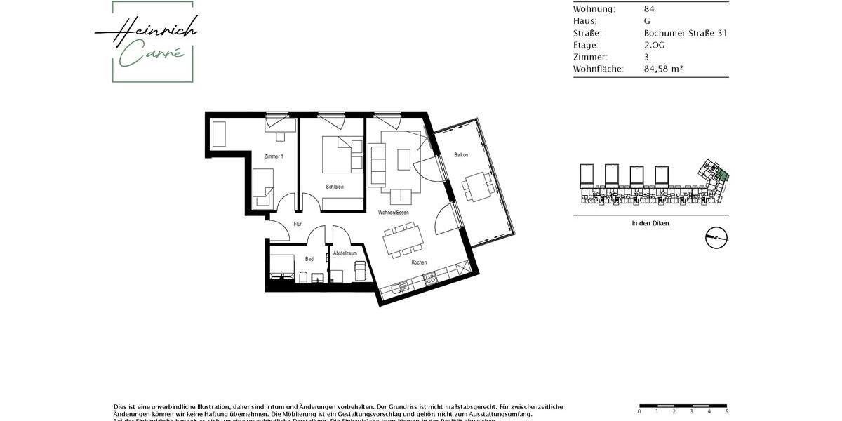 Etagenwohnung Düsseldorf Stadtbezirk 6 - 3 Zimmer, 85 m&sup2;, 1.415&euro; | Angebot:25805456