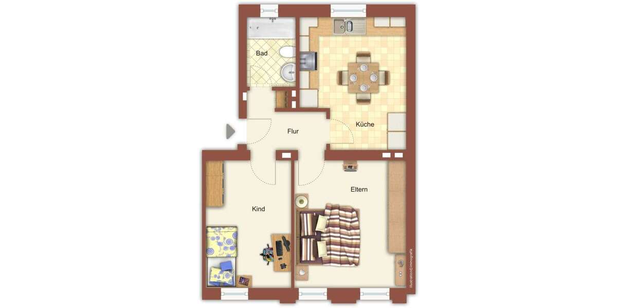 Etagenwohnung Mönchengladbach Hardterbroich-Pesch - 2 Zimmer, 53 m&sup2;, 529&euro; | Angebot:25940571