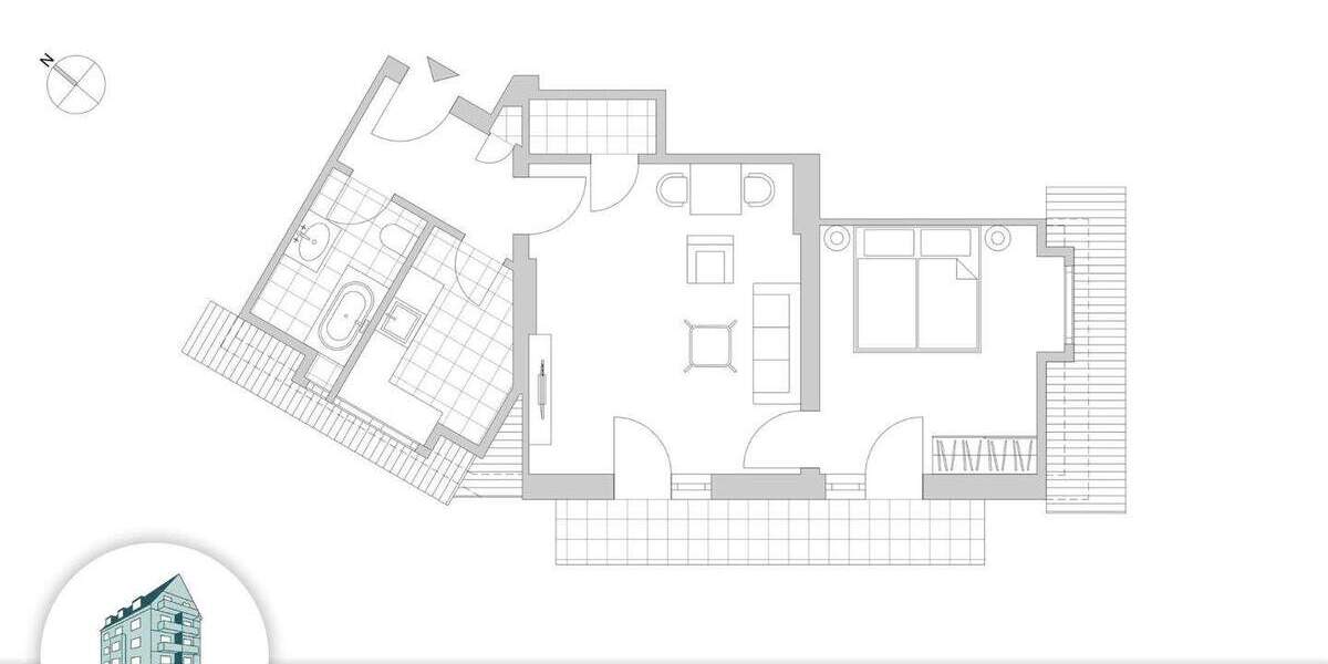Etagenwohnung Düsseldorf Pempelfort - 2 Zimmer, 55 m&sup2;, 259.000&euro; | Angebot:25879148