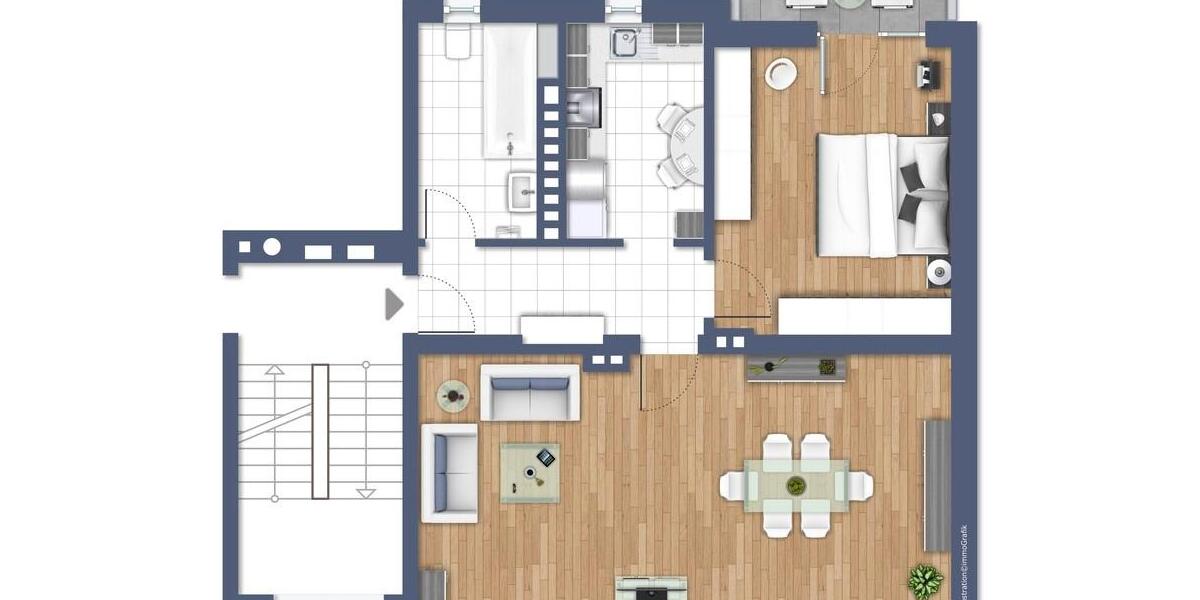 Erdgeschoßwohnung Düsseldorf Heerdt - 2 Zimmer, 62 m&sup2;, 1.240&euro; | Angebot:26356322