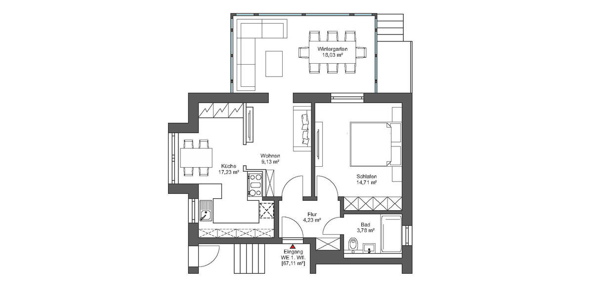 Etagenwohnung Kaarst Holzbüttgen - 2 Zimmer, 67 m&sup2;, 279.000&euro; | Angebot:25683975