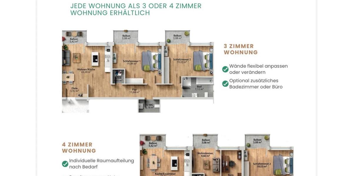 Erdgeschoßwohnung Duisburg Essenberg - 4 Zimmer, 105 m&sup2;, 278.000&euro; | Angebot:27096103