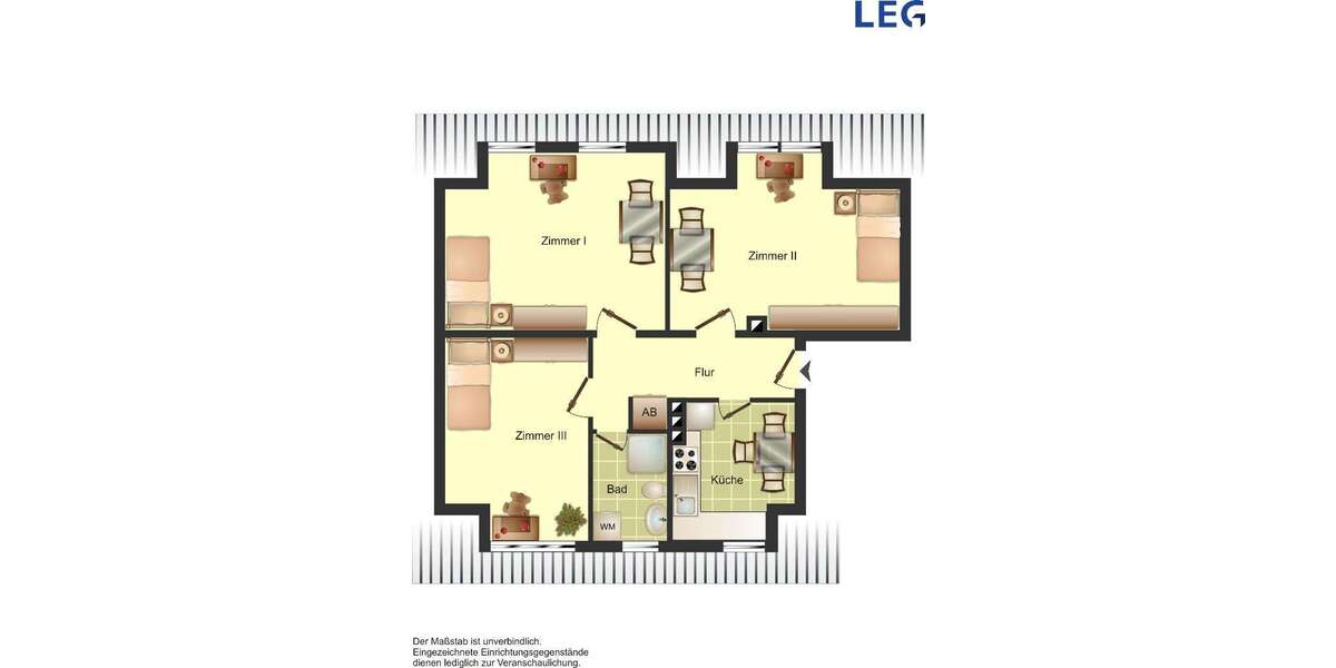 Etagenwohnung Düsseldorf Bilk - 3 Zimmer, 69 m&sup2;, 927&euro; | Angebot:25768615