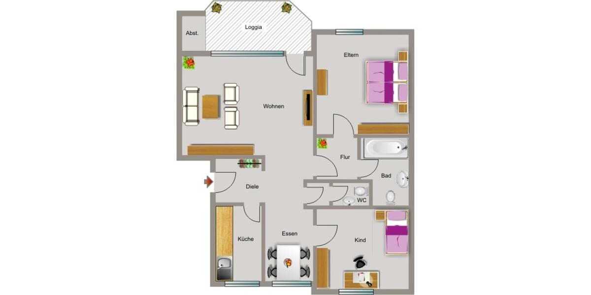 Etagenwohnung Neukirchen-Vluyn Vluyn - 3.5 Zimmer, 82 m&sup2;, 454&euro; | Angebot:26498531