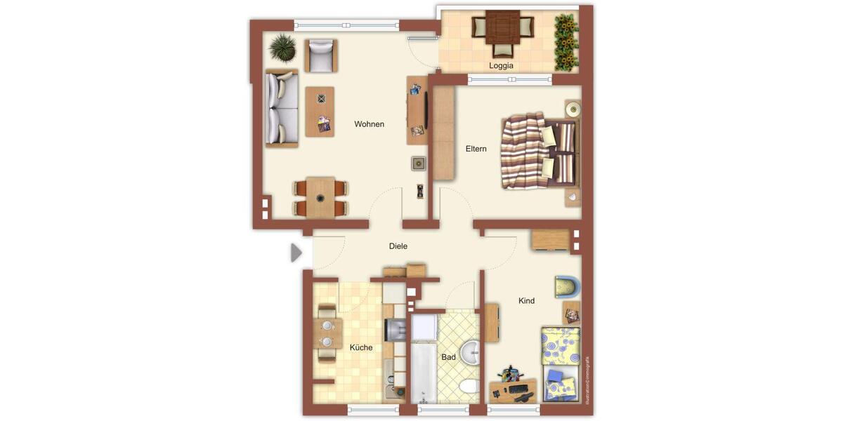 Etagenwohnung Mönchengladbach West - 3 Zimmer, 63 m&sup2;, 699&euro; | Angebot:25323294