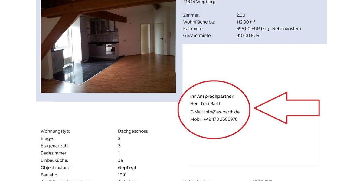 Dachgeschoßwohnung Wegberg - 2 Zimmer, 70 m&sup2;, 695&euro; | Angebot:25102251