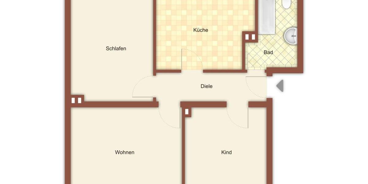 Etagenwohnung Mönchengladbach Nord - 3 Zimmer, 64 m&sup2;, 620&euro; | Angebot:25924745