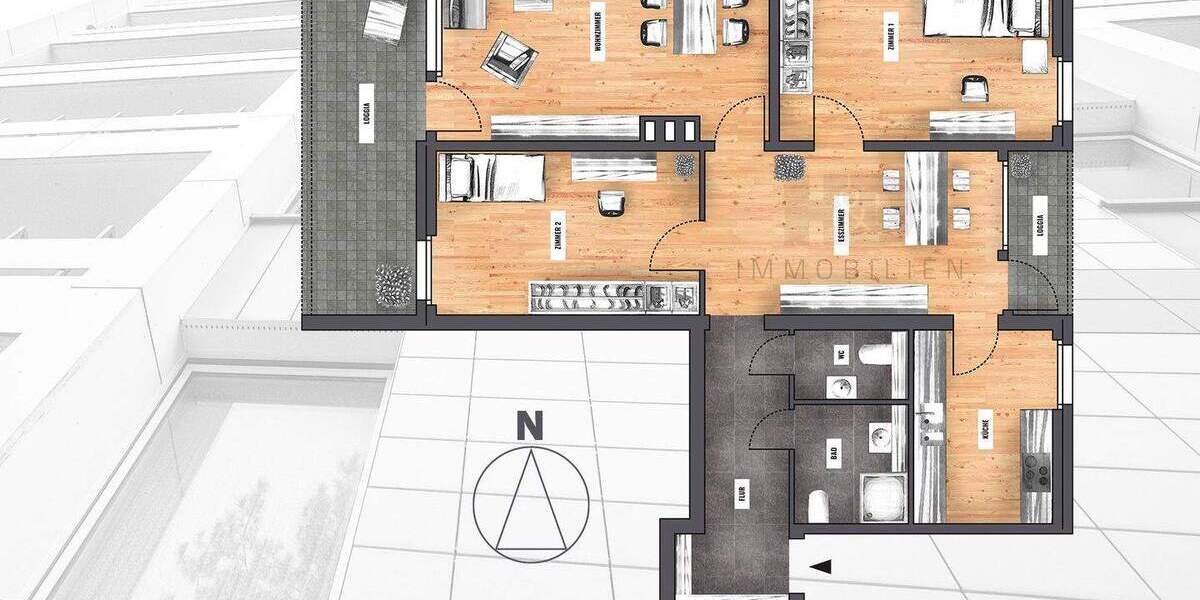 Etagenwohnung Düsseldorf Garath - 3 Zimmer, 82 m&sup2;, 220.000&euro; | Angebot:25682998