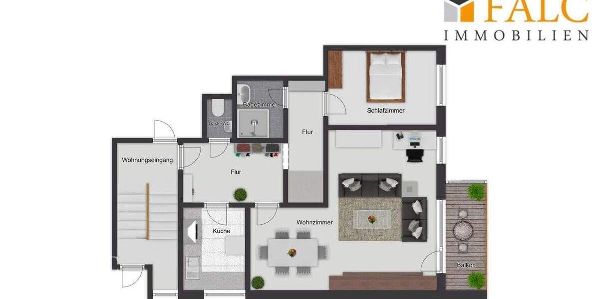 Etagenwohnung Mönchengladbach Beltinghoven - 2 Zimmer, 83 m&sup2;, 164.950&euro; | Angebot:25772125