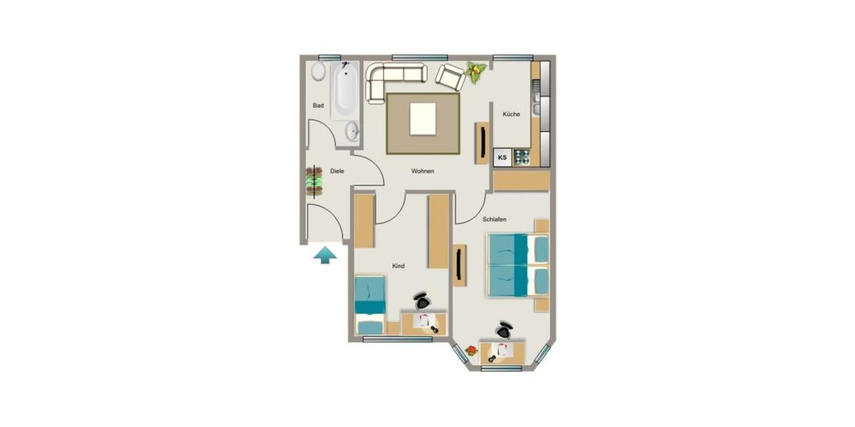 Erdgeschoßwohnung Duisburg Rheinhausen - 3.5 Zimmer, 49 m&sup2;, 431&euro; | Angebot:25963900