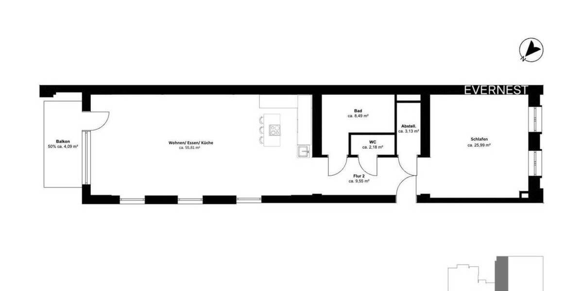 Etagenwohnung Düsseldorf Ludenberg - 2 Zimmer, 109 m&sup2;, 680.000&euro; | Angebot:25686287