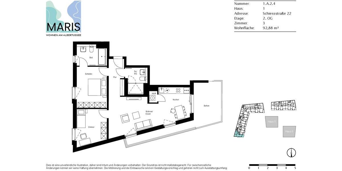 Etagenwohnung Düsseldorf Heerdt - 3 Zimmer, 93 m&sup2;, 1.486&euro; | Angebot:25917216