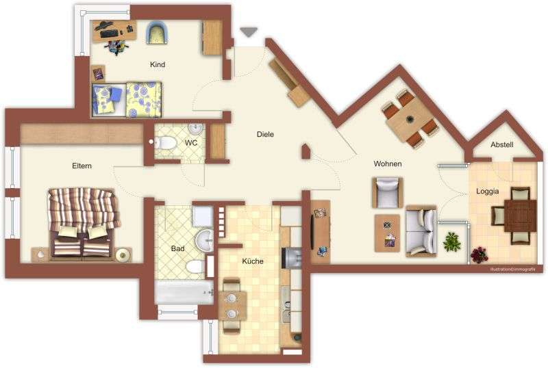 Etagenwohnung Mönchengladbach Hardterbroich-Pesch - 3 Zimmer, 76 m&sup2;, 427&euro; | Angebot:25940588