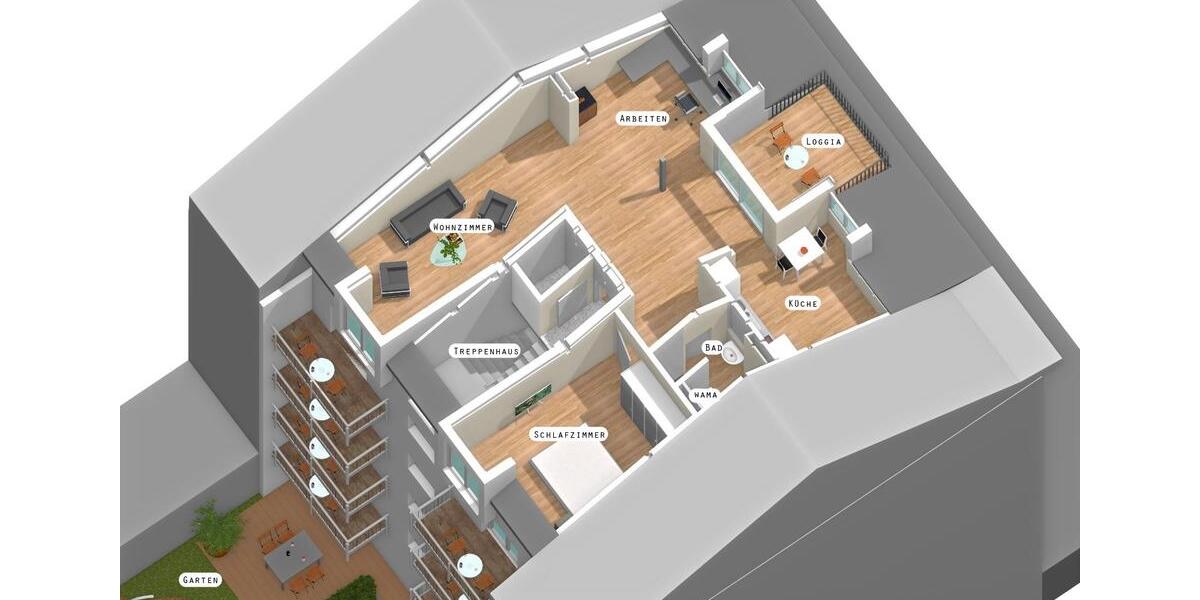 Dachgeschoßwohnung Düsseldorf Pempelfort - 1 Zimmer, 69 m&sup2;, 1.425&euro; | Angebot:25378670