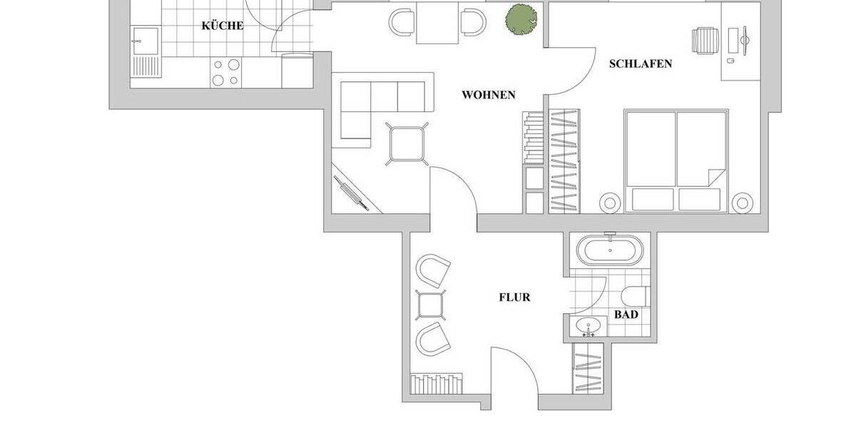 Etagenwohnung Düsseldorf Düsseltal - 2 Zimmer, 51 m&sup2;, 249.000&euro; | Angebot:26881301