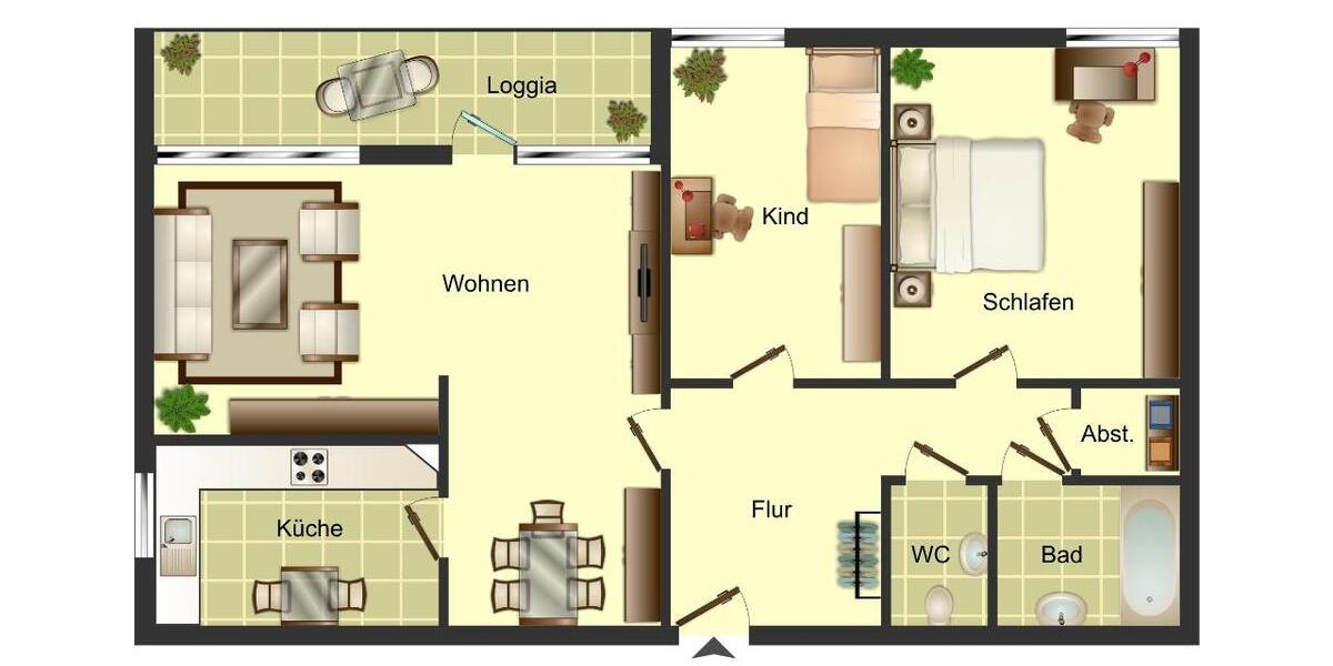 Etagenwohnung Düsseldorf Stadtbezirk 10 - 3 Zimmer, 84 m&sup2;, 839&euro; | Angebot:25901449