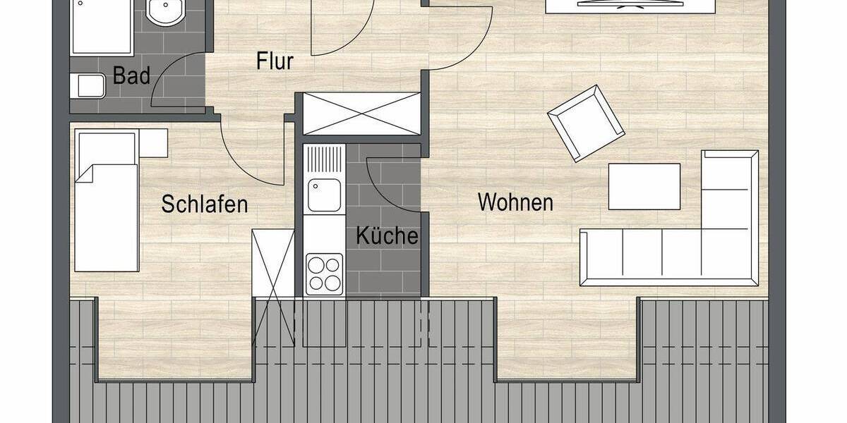 Etagenwohnung Düsseldorf Hassels - 2 Zimmer, 37 m&sup2;, 132.500&euro; | Angebot:26930577