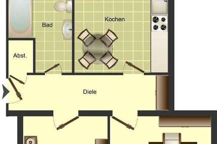 Wohnung Duisburg Huckingen - 2 Zimmer, 53 m&sup2;, 266&euro; | Angebot:25371956