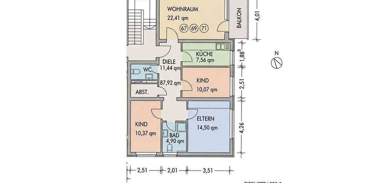Etagenwohnung Düsseldorf Unterbach - 4 Zimmer, 88 m&sup2;, 350.000&euro; | Angebot:25906556
