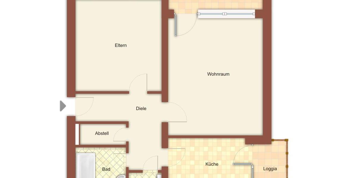 Etagenwohnung Mönchengladbach Süd - 2 Zimmer, 60 m&sup2;, 539&euro; | Angebot:25930917