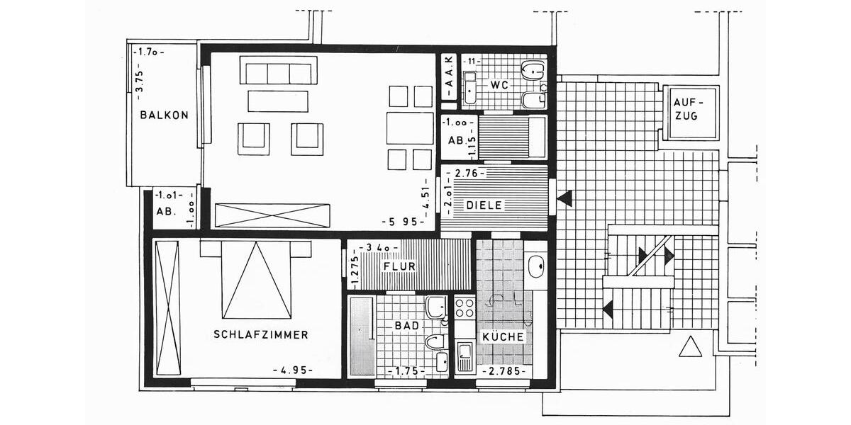 Etagenwohnung Viersen Hülsdonk - 2 Zimmer, 74 m&sup2;, 799&euro; | Angebot:26662006
