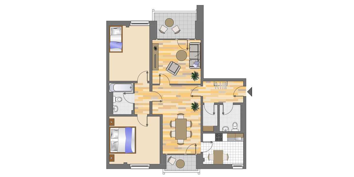 Etagenwohnung Düsseldorf Stadtbezirk 9 - 3 Zimmer, 78 m&sup2;, 819&euro; | Angebot:25768581