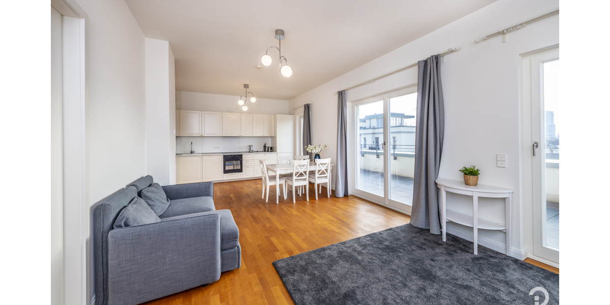 Wohnen in hochwertigem Ambiente mit internationalem Flair. Möblierte 2 Zimmer-Dachterrassen-Wohnung - Einfamilienhaus Düsseldorf Heerdt | Angebot:26645368