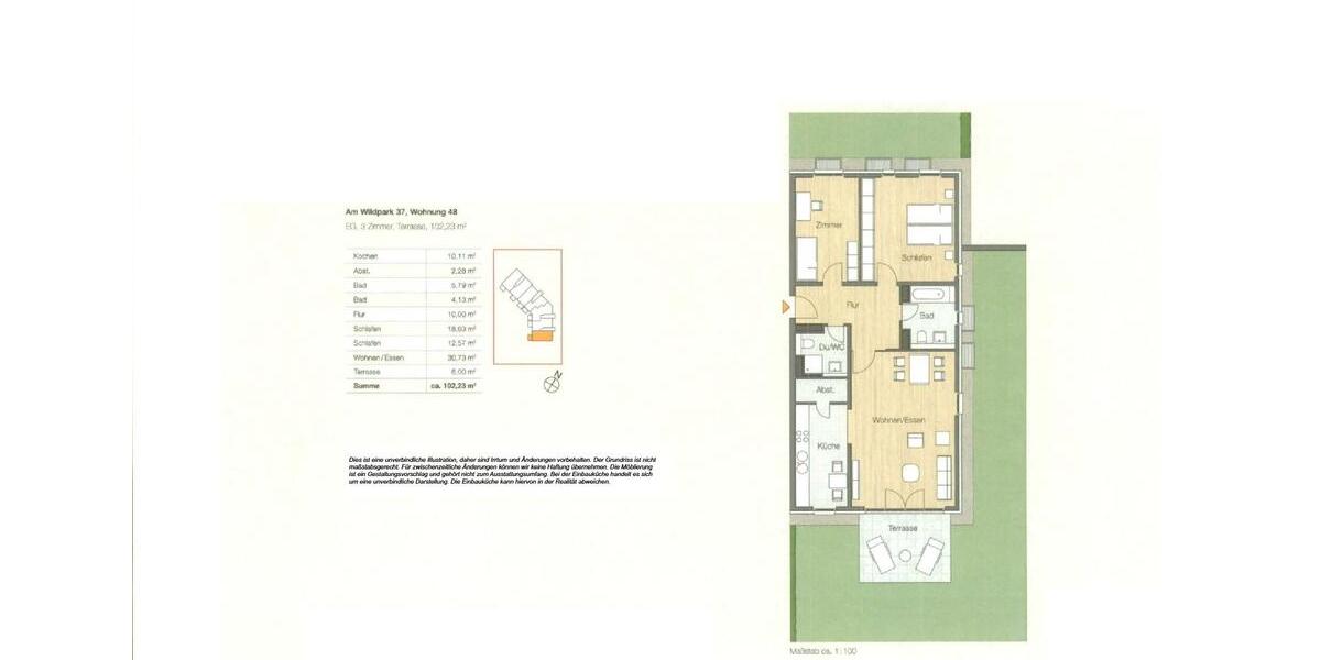 Erdgeschoßwohnung Düsseldorf Stadtbezirk 7 - 3 Zimmer, 101 m&sup2;, 2.002&euro; | Angebot:26455943