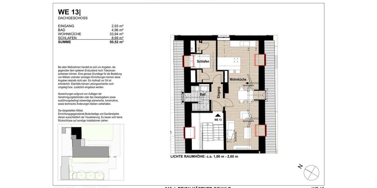 Dachgeschoßwohnung Krefeld Fischeln - 2.5 Zimmer, 51 m&sup2;, 683&euro; | Angebot:25082656