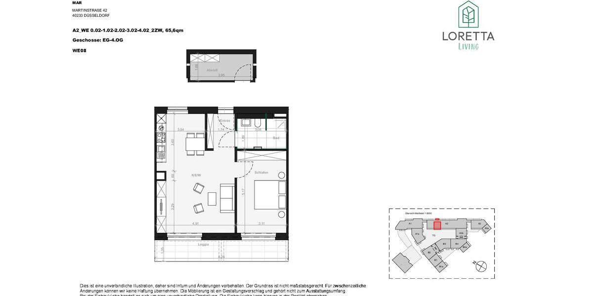 Erdgeschoßwohnung Düsseldorf Stadtbezirk 3 - 2 Zimmer, 66 m&sup2;, 1.275&euro; | Angebot:25918582