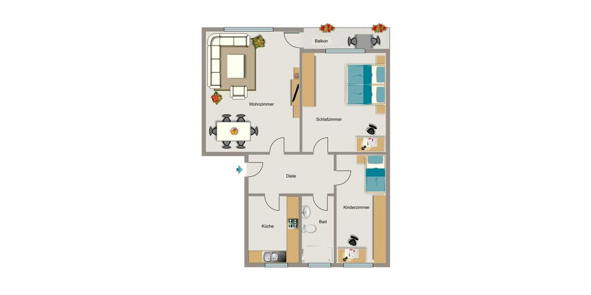 Etagenwohnung Duisburg Essenberg - 3.5 Zimmer, 66 m&sup2;, 561&euro; | Angebot:26672520