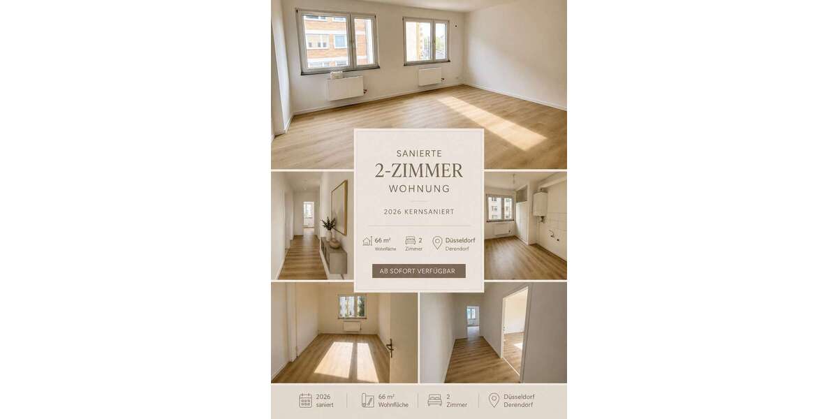 Etagenwohnung Düsseldorf Derendorf - 2 Zimmer, 66 m&sup2;, 1.100&euro; | Angebot:26834193