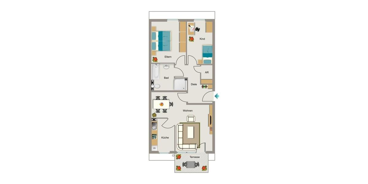 Erdgeschoßwohnung Ratingen - 3.5 Zimmer, 82 m&sup2;, 987&euro; | Angebot:25968620