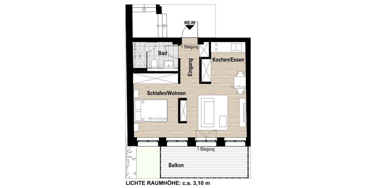 Etagenwohnung Krefeld Fischeln - 1 Zimmer, 46 m&sup2;, 645&euro; | Angebot:26440853